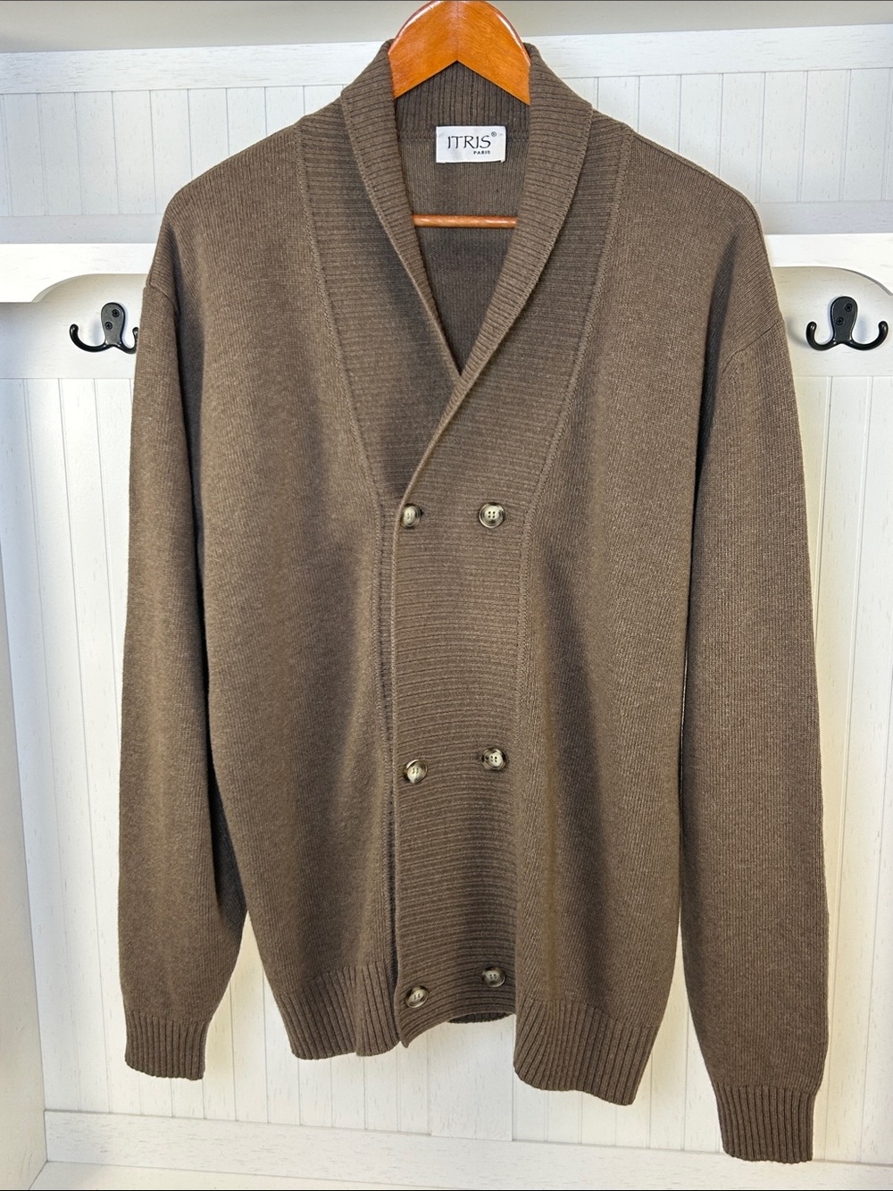 ITRIS Paris Merino Cashmere Shawl Collar Cardigan Made in Italy
